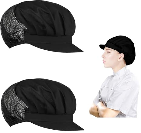 JIYIN 2 Stück Unisex Kochmütze, Elastisch Kochhut, Verstellbar Kochmütze Herren Damen, Atmungsaktiv Haarnetz Küche, Mütze Herren Großer Kopf,