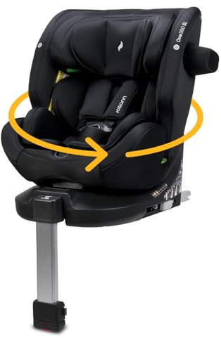 Osann One360 SL i-Size, 360 Grad drehbarer Kindersitz mit Isofix + Standfuß, von 40-150 cm Reboarder, Baby Autositz – All Black