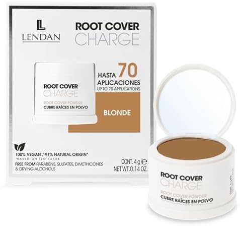 LENDAN - Copre radici grigi in polvere - Root Cover Charge - 4 g - Colore Biondo - Polvere minerale per una copertura facile, istantanea e naturale dei capelli grigi - Assorbe il grasso o il sebo