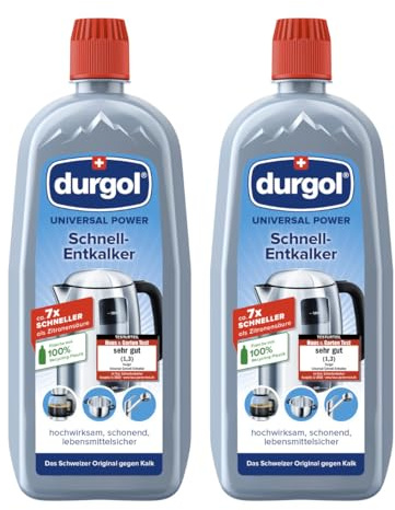 durgol Universal Schnell-Entkalker für Küchengeräte (2x750ml) - Entkalker für Wasserkocher, Wasserhahn, Töpfe, Spülkasten, Waschmaschinen, Dampfgarer etc. - Anti Kalklöser flüssig - Flüssigentkalker