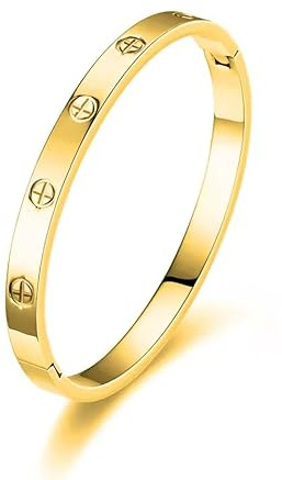 Edler Armreif Damen in gold & silber - wasserfest I Damen Armband für Mutter & Tochter I Schmuck Geschenk zum Geburtstag und Jahrestag I Hochwertiges Edelstahl I Größe 17 cm (Gold)