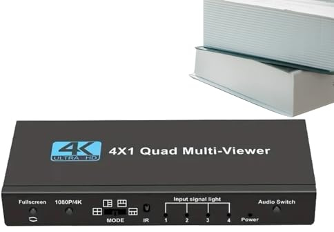 Quad Monitor - Système écran, adaptateur numérique 4 en 1 sans 4K pour configuration, salle de conférence et de sécurité