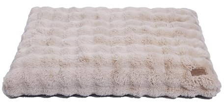 BingoPaw Hundsäng stora hundar tvättbar: XL hundkudde fluffig plysch hundmatta för stora medelstora hundar, hundmadrass vattentät avtagbar halkfri, beige, 105 x 70 x 12 cm