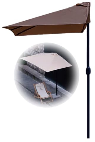 2x1m Umbrilla de Pared de Medio Parasol con diseño Semi Rectangular protección UV fácil de Usar para Paraguas de Acero Ideal para jardín no se Necesita Base
