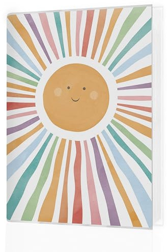 KJULYW Baby Photo Album 4x6, Watercolour Boho Rainbow Sun Sunshine Small Memory Photo Album Book for 18 Pockets Hold 36 Pictures, Photobook for Baby Kids Boys Girls Family