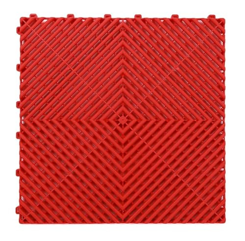 Piastrelle for pavimenti da garage modulari ventilate in plastica, tappetino for in PVC PP(Red)