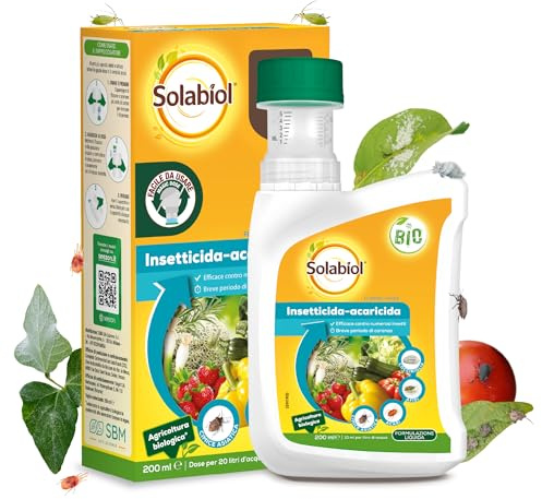 Solabiol Flipper Insetticida Acaricida Biologico di Origine Naturale. Elimina Afidi, Acari, Mosca Bianca, Tripidi, Psille, Cicaline, Cocciniglie su piante Orticole, Frutticole, Ornamentali. 200ml