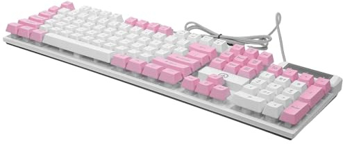 Artibetter Clavier Gamer Blanc 104 Touches, Effet Rétroéclairé RGB, Plaque Arrière Renforcée en ABS, Support Pliable Ergonomique pour Accessoires pour PC et Clavier de Bureau