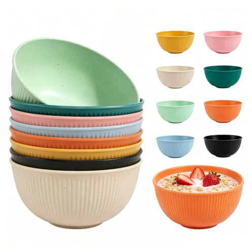 GFUEIGJ Müsliskålar, 8 styck Müsliskålar i plast, återanvändbar plastskål, Müslischål för sopp, chips, müsli, ris, sallad, dessertskålar