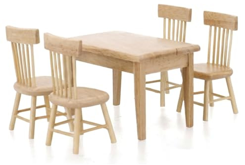 Ensemble de meubles de maison de poupées en bois avec table et chaise, accessoires pour maison de poupée miniature échelle 1/12