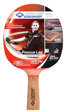 Donic Schildkröt Tischtennis-Schläger Persson 600 Korkgriff, schwarz / rot