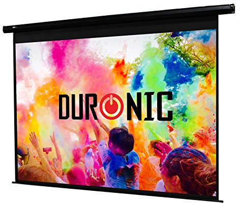 Duronic Projector Screen EPS60 /43 Electric Projection Screen 60 Inch for Home Cinema School Office 4:3 Ratio Matt White Wall Ceiling Mountable HD 3D UHD 4K