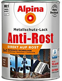 Alpina Metallschutzlack glänzend – Braun – Anti-Rost-Lack für einen Langzeit-Korrosionsschutz – Witterungs- und UV-beständig – 2,5L