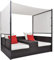 vidaXL Lettino Prendisole Doppio con Baldacchino Elegante Comodo Sdraio Mobile Arredo Giardino Spiaggia Piscina Chaise Longue in Polyrattan Marrone