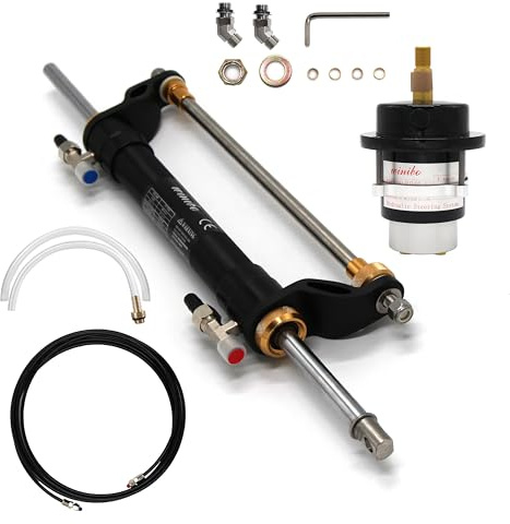 Woqi Marine Außenborder Hydrauliklenksystem für Boote mit Helmpumpe, Hydraulikzylinder und Schlauch ZA0301