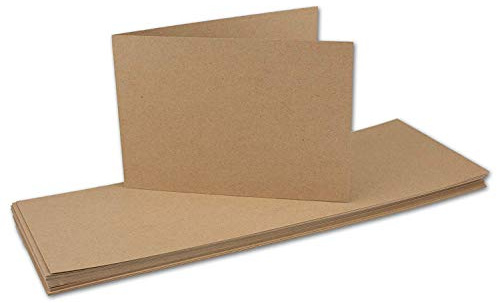 25x Falt-Karten DIN A6 Langdoppel-Karten - Sandbraun - Kraftpapier -10,5 x 14,8 cm - blanko quer-doppelte Faltkarten - FarbenFroh by Gustav Neuser®