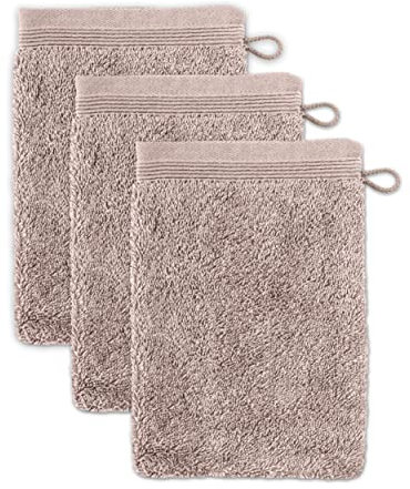möve Superwuschel Waschhandschuh 15 x 20 cm aus 100% Baumwolle, cashmere 3er Set