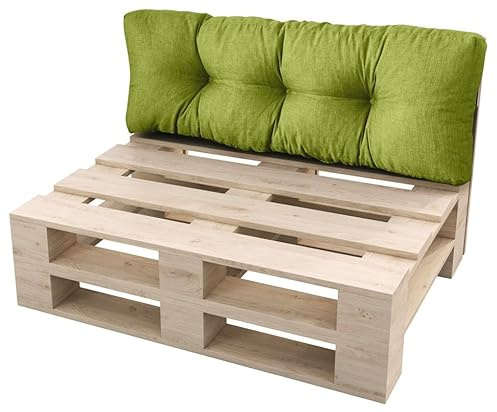 sunnypillow Palettenkissen für Gartenmöbel - Rückenkissen 120 x 50 cm - Rückenpolster für Bett und Sofa - Palettenpolster für Palettenmöbel - Gesteppte Gartenkissen - Rückenlehne, Kissen Grün