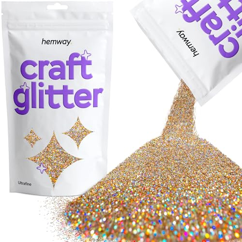 Hemway Craft Glitter 100g 3,5 Unzen Feinstsichter 1/128 0,008 0.2MM (Gold, Silber, Holographic)