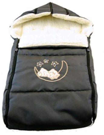 Holzschlitten Kinderschlitten aus Buchenholz Rückenlehne inkl. Zugseil + Winterfußsack Schlittensack Fußsack 40 x 90 cm Schlitten Metallkufen Dunkel Grau