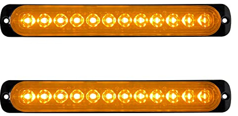 Sidaqi 2 x LED Feux Stroboscopique 12smd 12-24v LED D'urgence Danger Lumière led Stroboscope pour construction camion voiture véhicule 12W-Ambre