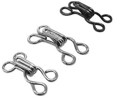 Supvox 100 Stück Nähhaken und Ösen Verschluss Kleider Haken Ersatz BH Haken Öse Nähen Verschluss für Mantel, Jacke, Cape Kleidung (Silber und Schwarz)