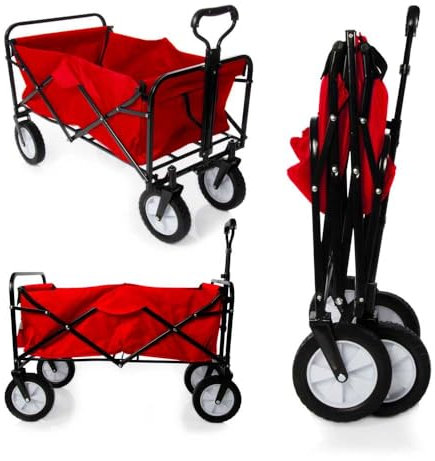 Foldable Garden Hand Cart – Heavy-Duty, Portable & Versatile Trolley (Red)