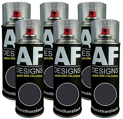Alex Flittner Designs 6X Plástico Revestimiento Pintura en Espray Laca Colorida Lata de Aerosol RAL7021 Negro-Gris Brillante Mate - Ral7021 Negro-Gris Seda Mate