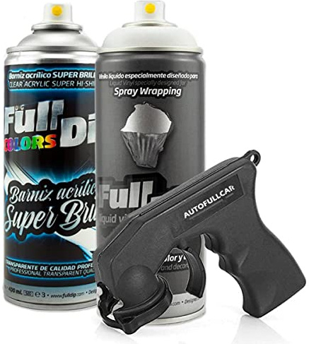 AutoFullCar - Pack Full Dip Bicicleta - 2 Spray (Color + Barniz Protector) - Vinilo Líquido FullDip - Cuadro Ruedas Bicicleta | Mountain Bike MTB (Blanco, Brillo) - 400 ml. Unidad
