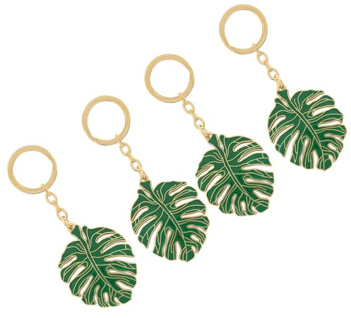 Amosfun 4Pcs Blätter Schlüsselanhänger Legierung Emaille Palm Tropical Metall Schlüssel Ring Sommer Schlüssel Dekoration Tasche Anhänger Handtasche Charme Kleine Geschenk für Handtasche