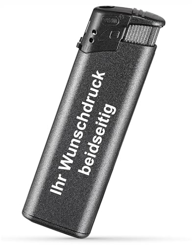 #teamludorf Elektronik Feuerzeug mit Personalisierung – individueller Text – Druck vorne und hinten – langlebiges Gasfeuerzeug – persönliches Geschenk für Geburtstag und Jubiläum (ANTHRAZIT,50)