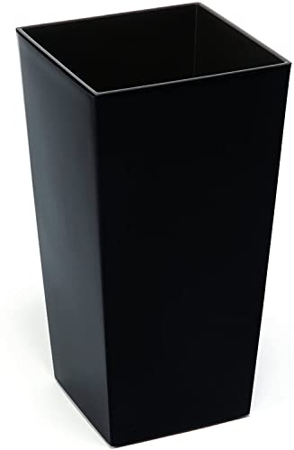 Gordanluk Tall Gloss Black Square Planter 40 x 75 cm - Large Vertical Plant Pot with Removable Plant Riser for Indoor/Outdoor Use | Modern Lightweight Polypropylene Flower Pot –Weather & UV Resistant