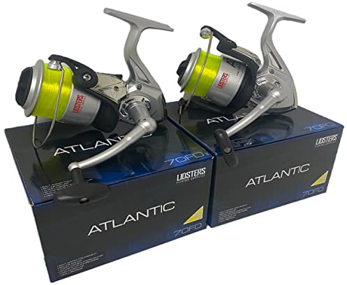 2 carretes grandes Atlantic 7000 FD para pesca en el mar, carrete de muelle de playa y línea amarilla 70