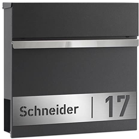 Albers Design Briefkasten Eisenglimmer Edelstahl [WASSERDICHT] - Briefkasten mit Name in Eisenglimmer - Wandbriefkasten mit Namensschild Postkasten (Made in Germany) briefkasten mit Hausnummer