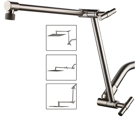 Duschkopf-Verlängerungsarm – 33 cm Duscharm-Verlängerung für Regen- und Handbrause, Höhe und Reichweite, G1/2 Universalanschluss, gebürstetes Nickel