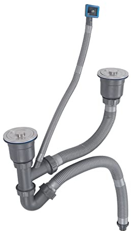 Septpenta Desagüe de Doble Manguera para Fregaderos de Cocina con Múltiples Desodorantes, Disponible en Diseño Extensible, Materiales PP, PVC y Acero Inoxidable Adecuado para Fregaderos de Cocina