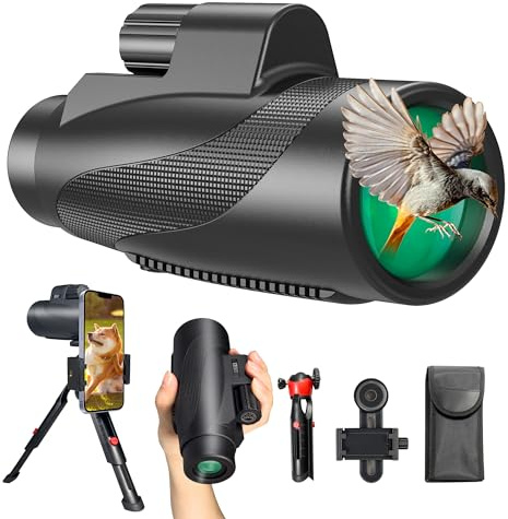 Gosky Monokular für Erwachsene, 12 x 50, Monokular-Teleskop mit BAK4-Prisma und FMC-Objektiv, leichtes Monokular, ideal für Vogelbeobachtung, Jagd, Wildtiere, Wandern, Reisen, Schwarz