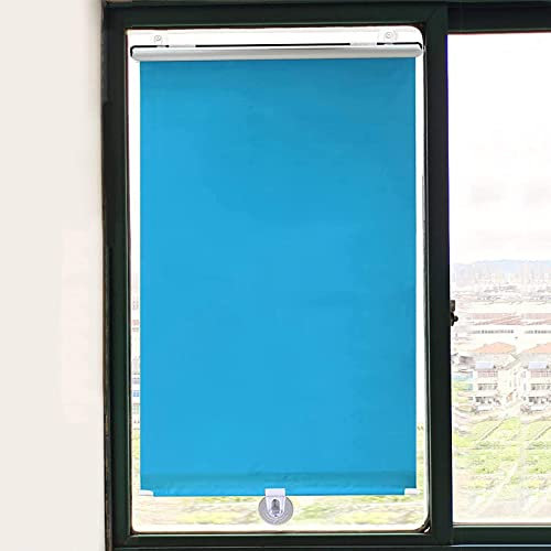 Saugnapf Sonnenschutz Fensterrollos,Einziehbarer Verdunklungsrollo,Raumabdunkelnde Vorhänge,Wärmeisolierte Rollläden,Dachfenster Sonnenschutzrollos Ohne Bohren,12 Größen,Blue-55×125cm(21.7*49.2in)