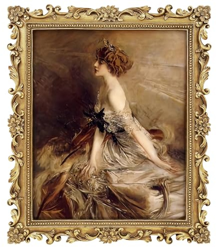 FJXMFRAME Gold 8x10 Picture Frame Vintage Antique Baroque for Wall or Tabletop Display, Ornate Gothic Victorian Frames Matted to 5x7 Photo