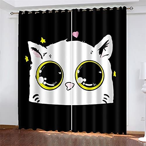 Vorhang Kinderzimmer Cartoon-Tier-Eule Kinder Vorhänge Mit Ösen Polyester Gardinen Thermovorhang Blickdicht Ösenschal Kindergardinen 280 (B) X 180 (H) cm Für Wohnzimmer,2Er Set