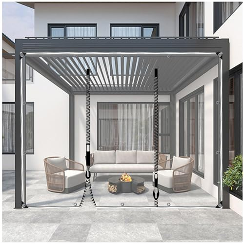Panel Lateral De Lona Impermeable Transparente,cortinas De Lona Claras Exterior Con Puerta De Cremallera,lona a Prueba De Viento Para Garaje Pérgola,0,5mm Cortinas De Lluvia,WxH-1.3x2.2m/4.3*7.2ft