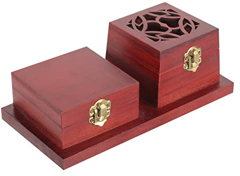 OSALADI Holz Räuchergefäß Retro Censer Mit Box Handgefertigter Aromatherapie Halter Für Meditation Schlafzimmer Und Büro Dekorativ Und Aus Hochwertigem Rotem Holz