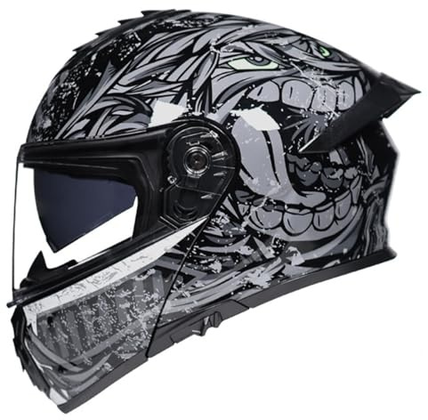 Klapphelm Motorradhelm Für Damen Herren Mit Doppelvisier Integrierter Helm Sturzhelm,Integralhelm Racing Helm ECE Zertifiziert Stoßfester Motocross Helm Vollvisierhelm