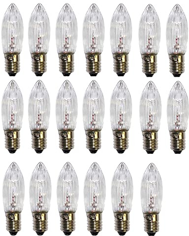 ShuoHui Spitzschaftkerze Riffelkerze Topkerze 23V 3W E10 Ersatzkerzen Schwibbogen Lichterkette (12)