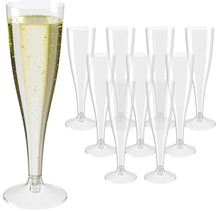 Perla - 144 Flute da Champagne Eleganti in Plastica - 120ml - Calici Trasparenti - Resistenti e Riutilizzabili - Bicchieri da Brindisi per Feste Compleanni Matrimoni Natale Capodanno