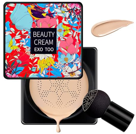 BSOON Pilzkopf Luftkissen CC Cream, Make Up Concealer, Air Cushion CC Cream, Feuchtigkeitsspendende Foundation Concealer Make-up Basis Flüssige Grundierung Whitening Liquid Foundation (Hellweiß, C)