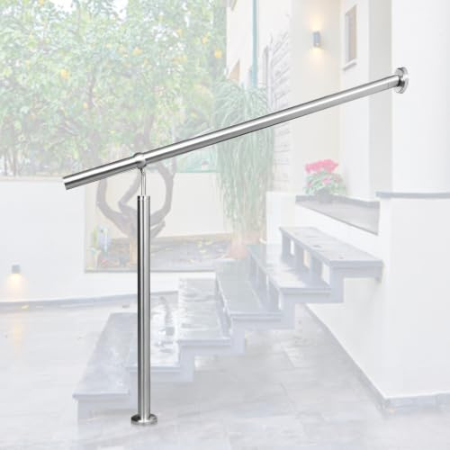 Fiqops Handlauf Edelstahl, Treppengeländer außen, Winkel Einstellba Eingangsgeländer 150CM, Handlauf für Treppen Innen und Aussen, Geländer Edelstahl außen, Wandhandlauf Für Treppen und Türen