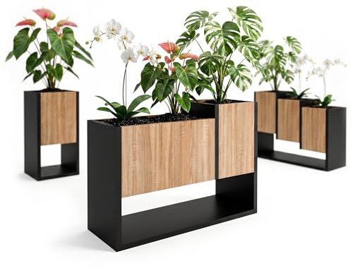 CraftPAK Blumenständer für Innen | Pflanzenständer aus hochwertigem Holzwerkstoff H45 x L64,5 x B22,6 cm | Blumenkasten / Blumenständer ohne Einsatz | Pflanzenkasten / Pflanzkübel - Beige