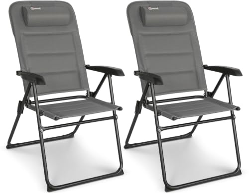 Homecall Campingstuhl Faltbar Bis 150 kg,Gartenstuhl Klappbar (2 Textilene) | Hochlehner - Faltbar Balkonstuhl Gartensessel Outdoor Schnelltrocknen 5-Fach Verstellbare Rückenlehne mit Armlehne