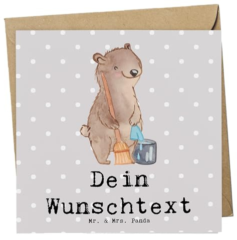 Mr. & Mrs. Panda Personalisierte Grußkarten Reinigungskraft Herz - Geschenke, Geschenk, Karte, Postkarte, Personalisiert, Karten